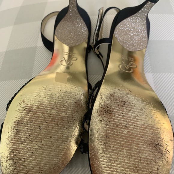 Adrianna Papell black satin heels with beads and sparkly heel - Picture 10 of 10